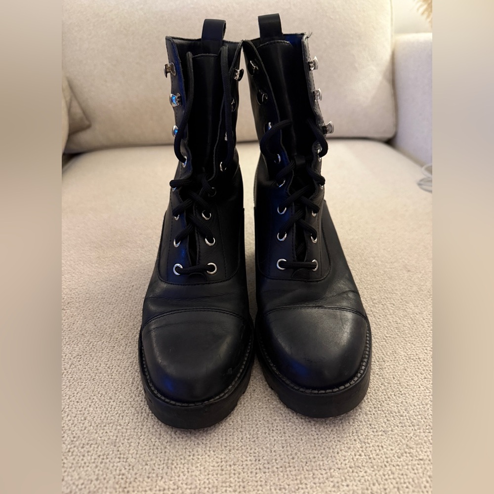 Marc Fisher Black Leather Combat Boots